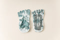 NNEDSZ 2 Pairs Green Tie-Dye Non-Slip Yoga Socks for Women - Five-Toe Cotton Blend Socks for Pilates and Indoor Sports